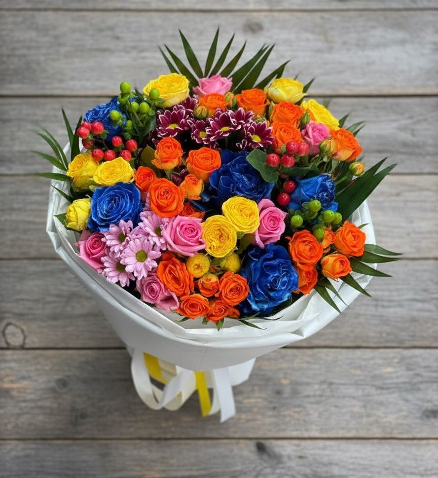 Букет цветов из: Розы и Хризантемы в Большое Гридино