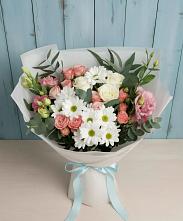 Букет цветов из:  Розы, Лизиантусы и Хризантемы в Большое Гридино