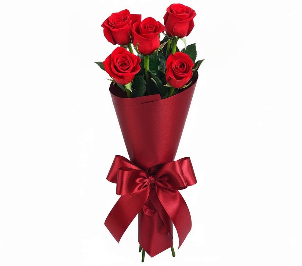 Букет 5 Красных роз Эдлесс Лав в Большое Гридино