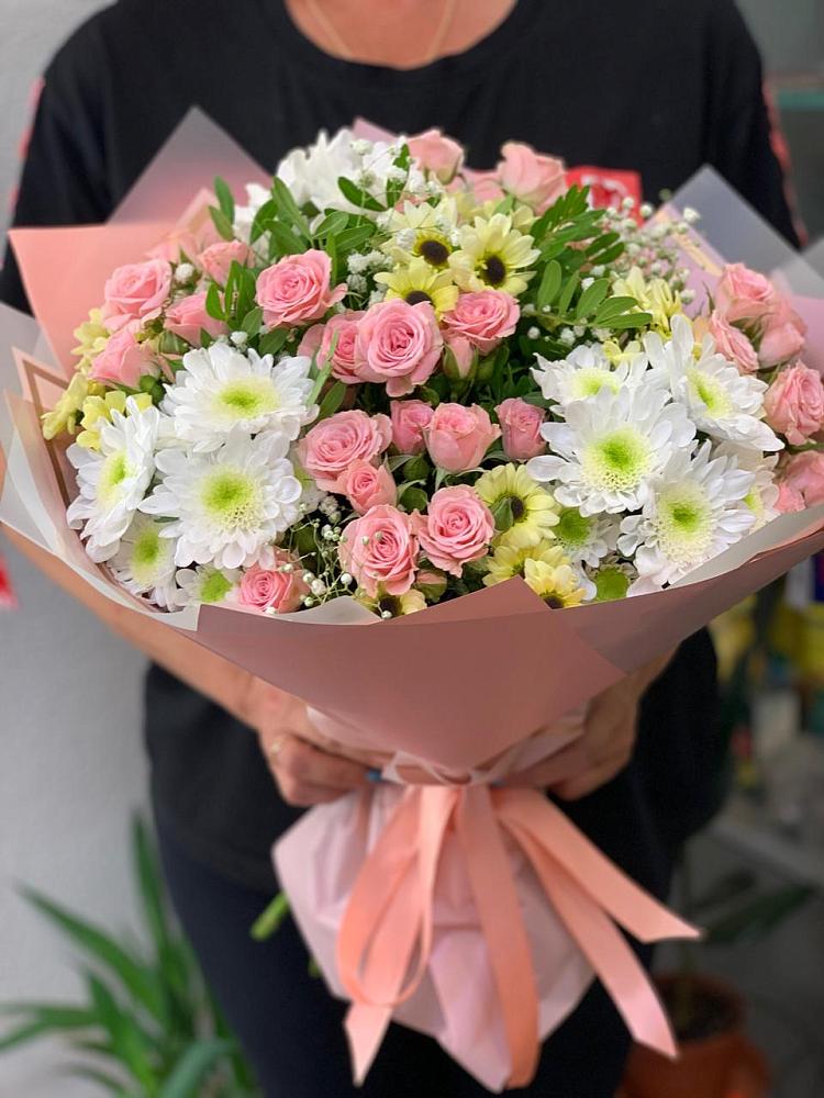 Букет цветов из: Розы и Хризантемы в Большое Гридино