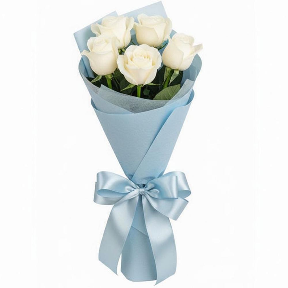 Букет 5 Белых роз Проуд в Большое Гридино