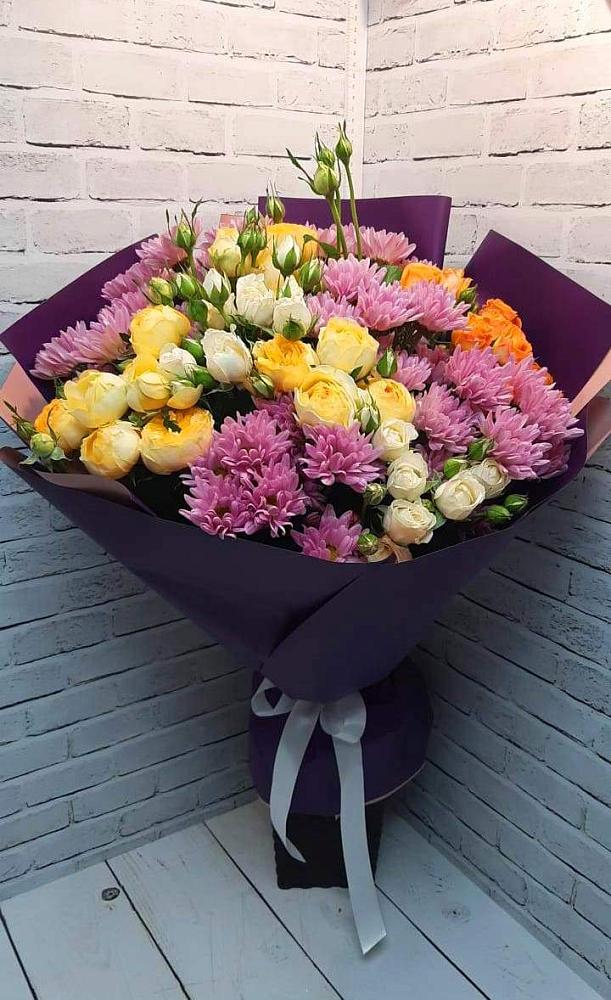 Букет цветов из: Хризантемы и Розы в Большое Гридино