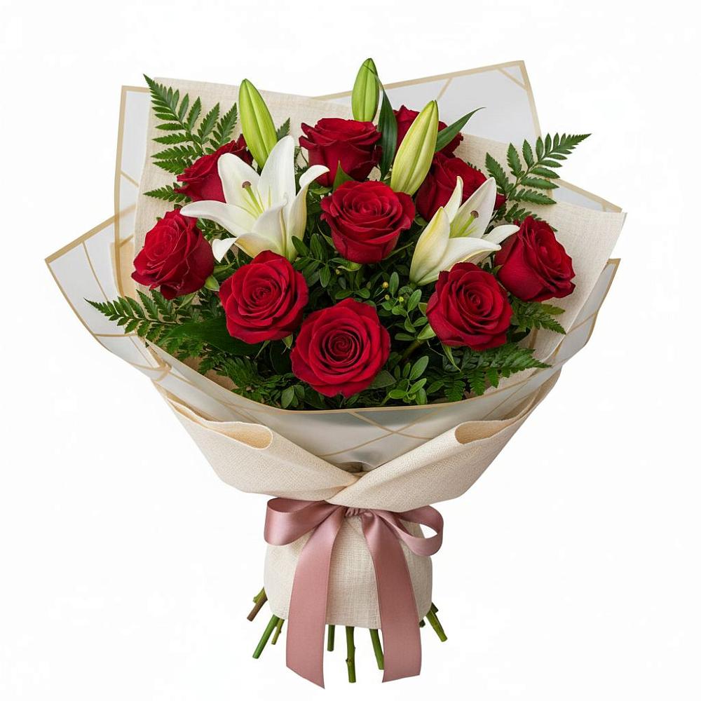 Букет цветов из: Лилии и Розы в Большое Гридино