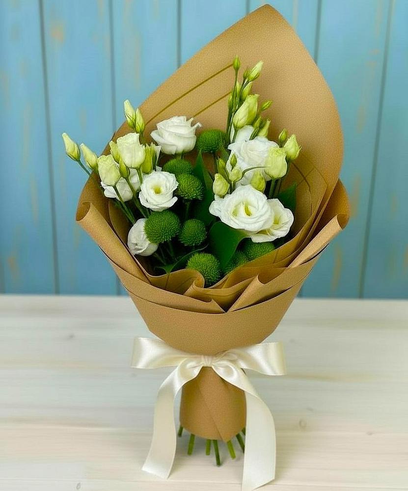 Букет цветов из: Хризантемы и Лизиантусы в Большое Гридино