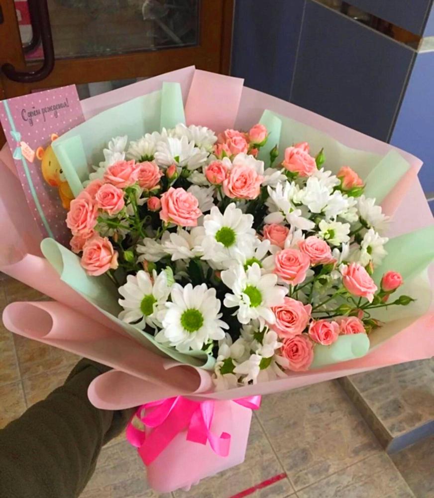 Букет цветов из: Розы и Хризантемы в Большое Гридино