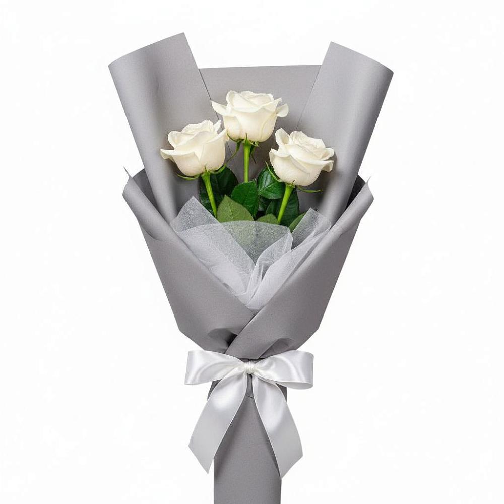 Букет 3 белые розы в Большое Гридино