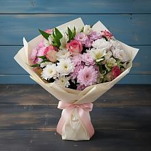 Букет цветов из:  Хризантемы, Альстромерии и Розы в Большое Гридино