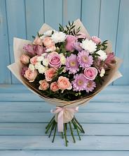 Букет цветов из:  Хризантемы, Розы и Альстромерии в Большое Гридино