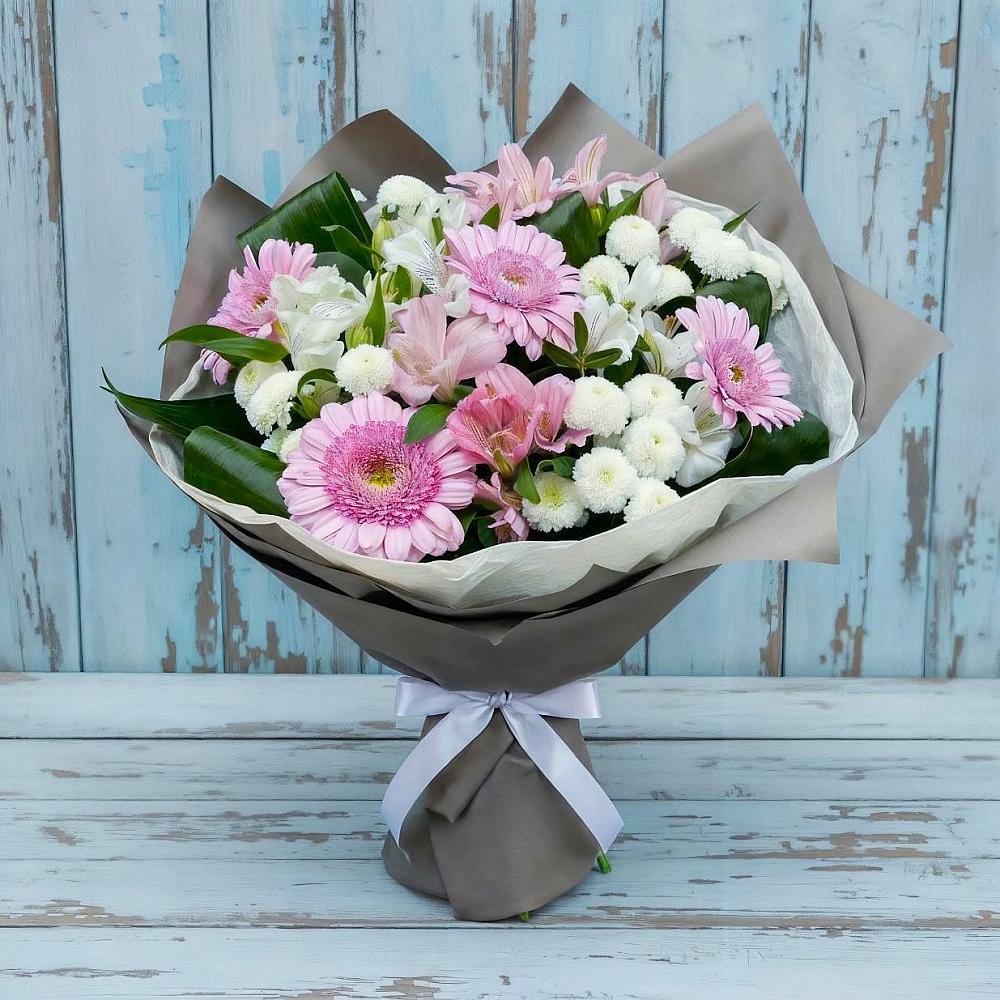 Букет цветов из: Герберы, Альстромерии и Хризантемы в Большое Гридино