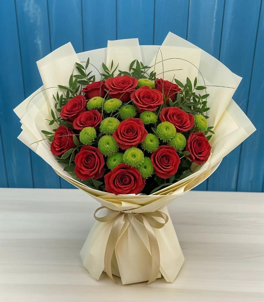 Букет цветов из: Розы и Хризантемы в Большое Гридино